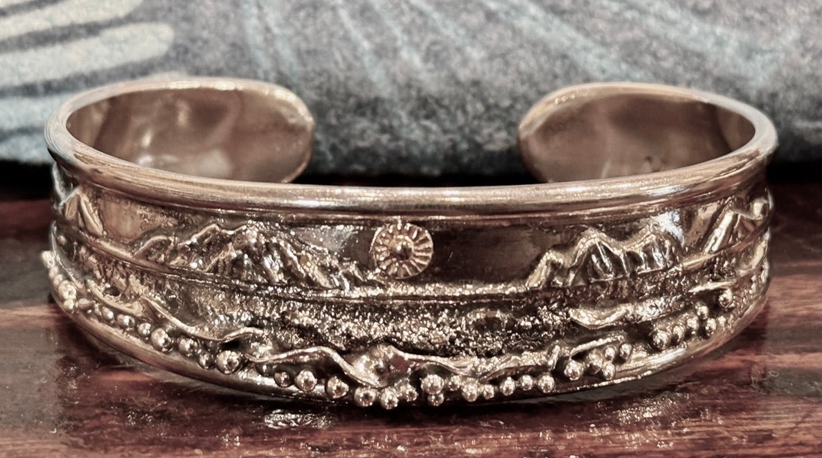 Jack Hamilton: 3/4&quot; Sterling Silver Island Seascape Cuff