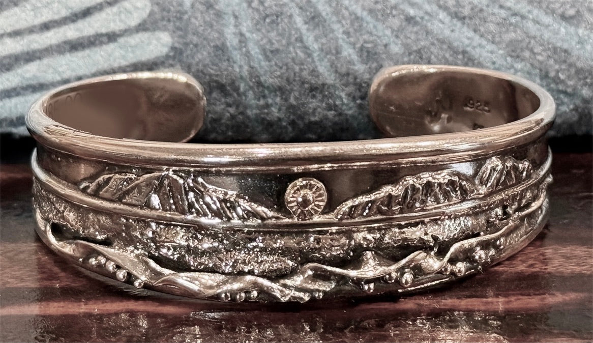 Jack Hamilton: 3/4" Sterling Silver Island Seascape Cuff