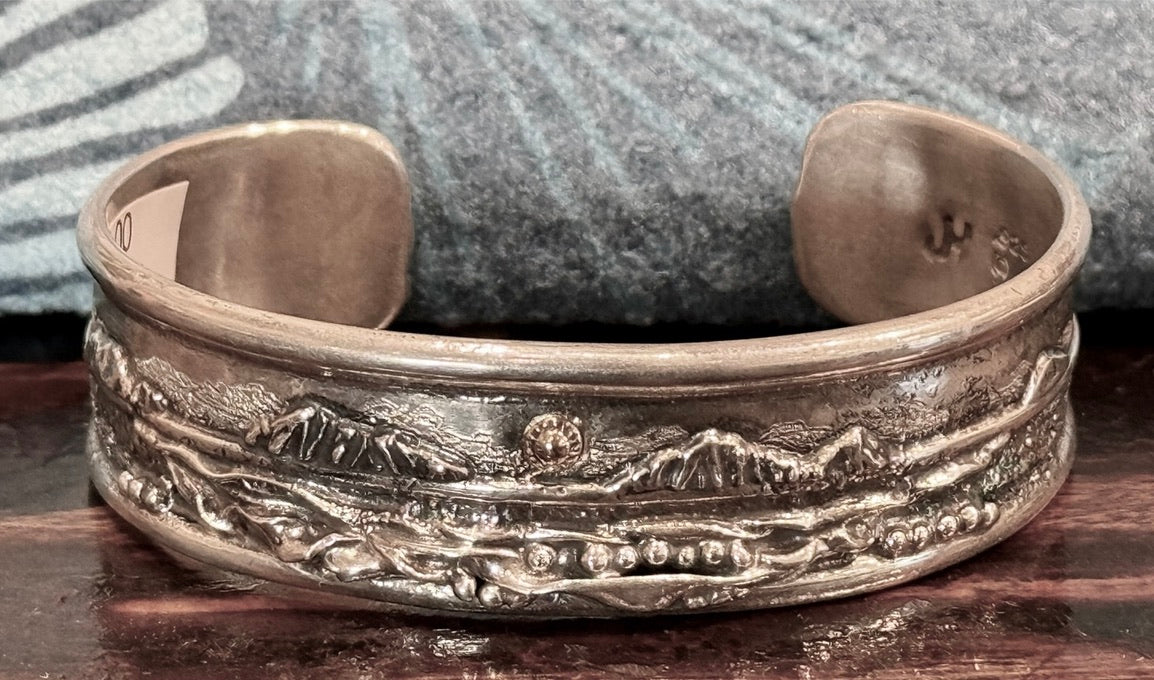 Jack Hamilton: 3/4" Sterling Silver Island Seascape Cuff