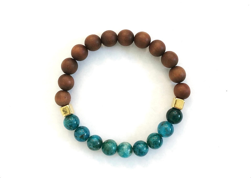 Dyanne Michele Designs: Apatite & Sandalwood Bracelet