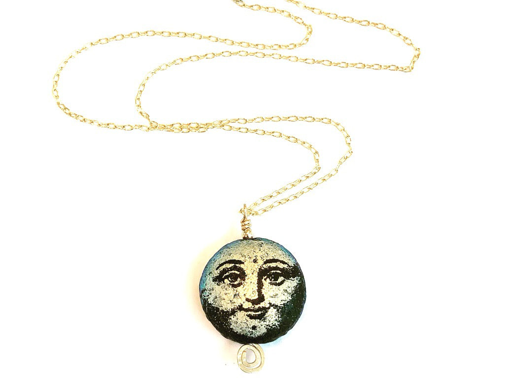 2Dy4:  Woman-in-the-moon Czech Glass Necklace