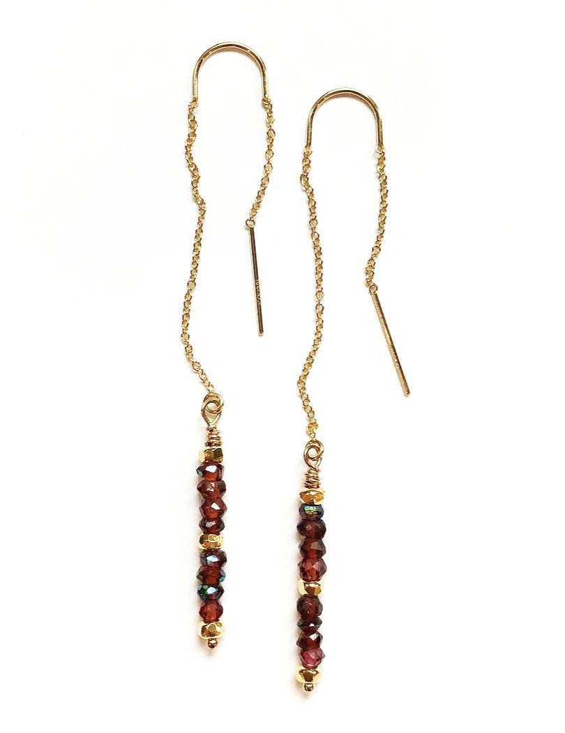Dyanne Michele Designs: Garnet & Glass Threader Earrings