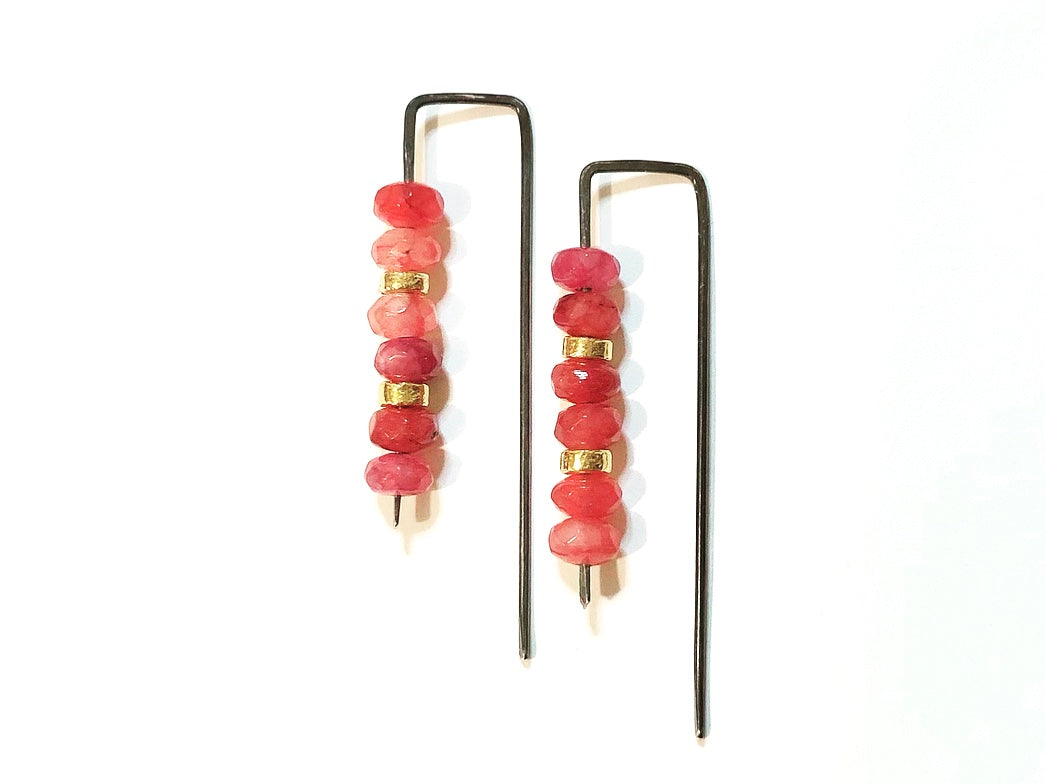 Dyanne Michele Designs: Watermelon Jade Threader Earrings