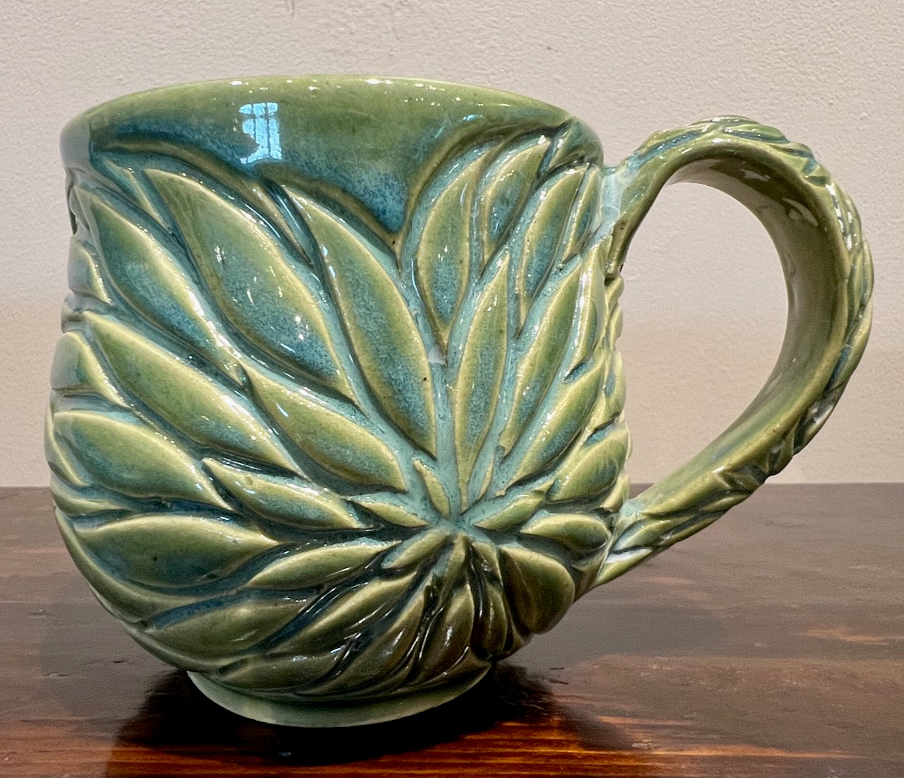 Hiroko Honda: Carved Floral Ceramic Mug