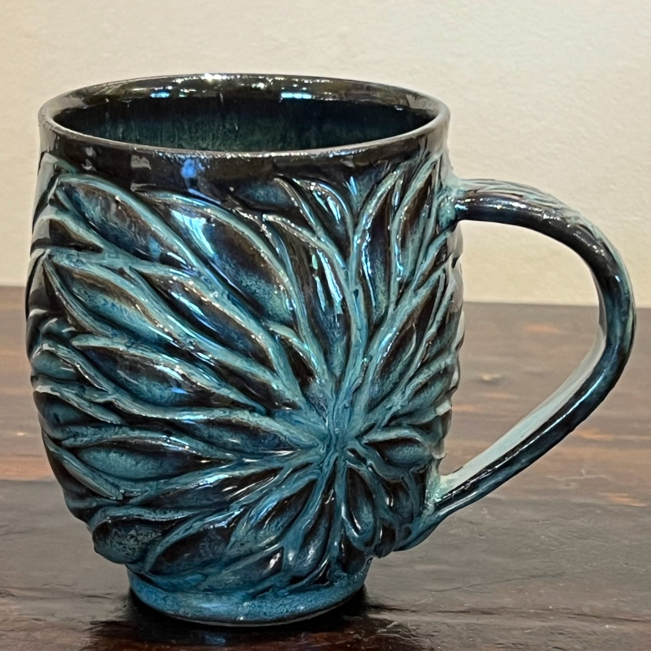 Hiroko Honda: Carved Floral Ceramic Mug