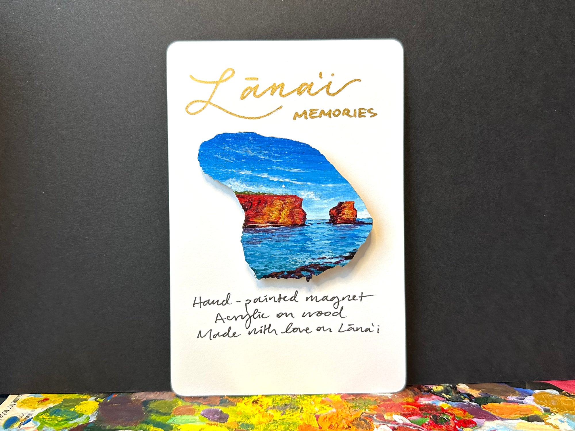 Hand-Painted Lanai Magnet "Evening at Pu'upehe"