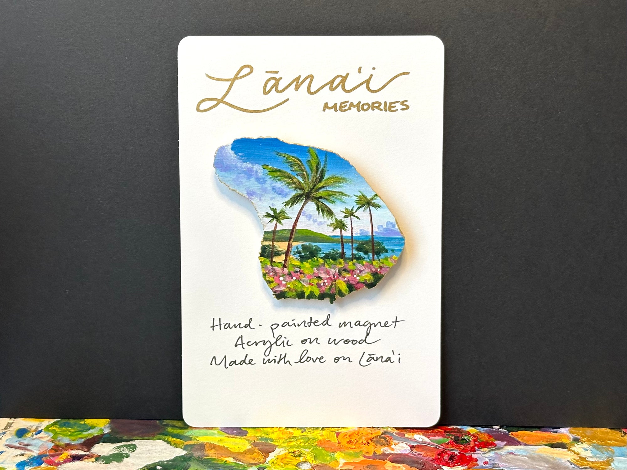 Hand-Painted Lanai Magnet "Manele Palms 3"