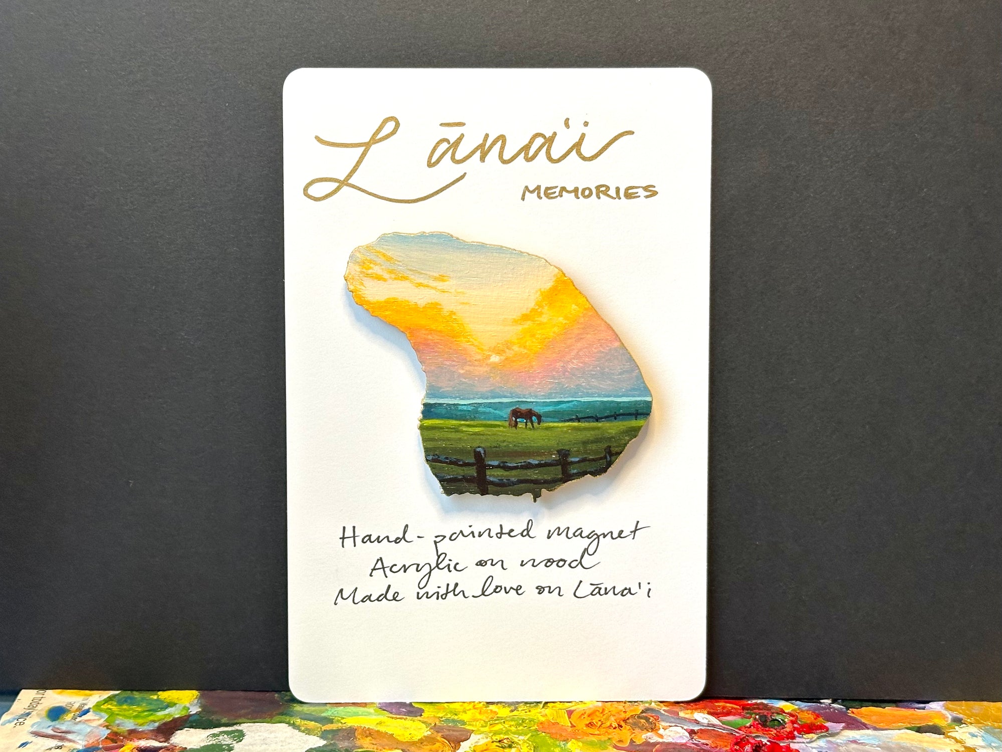 Hand-Painted Lanai Magnet "Lone Horse at Koele"