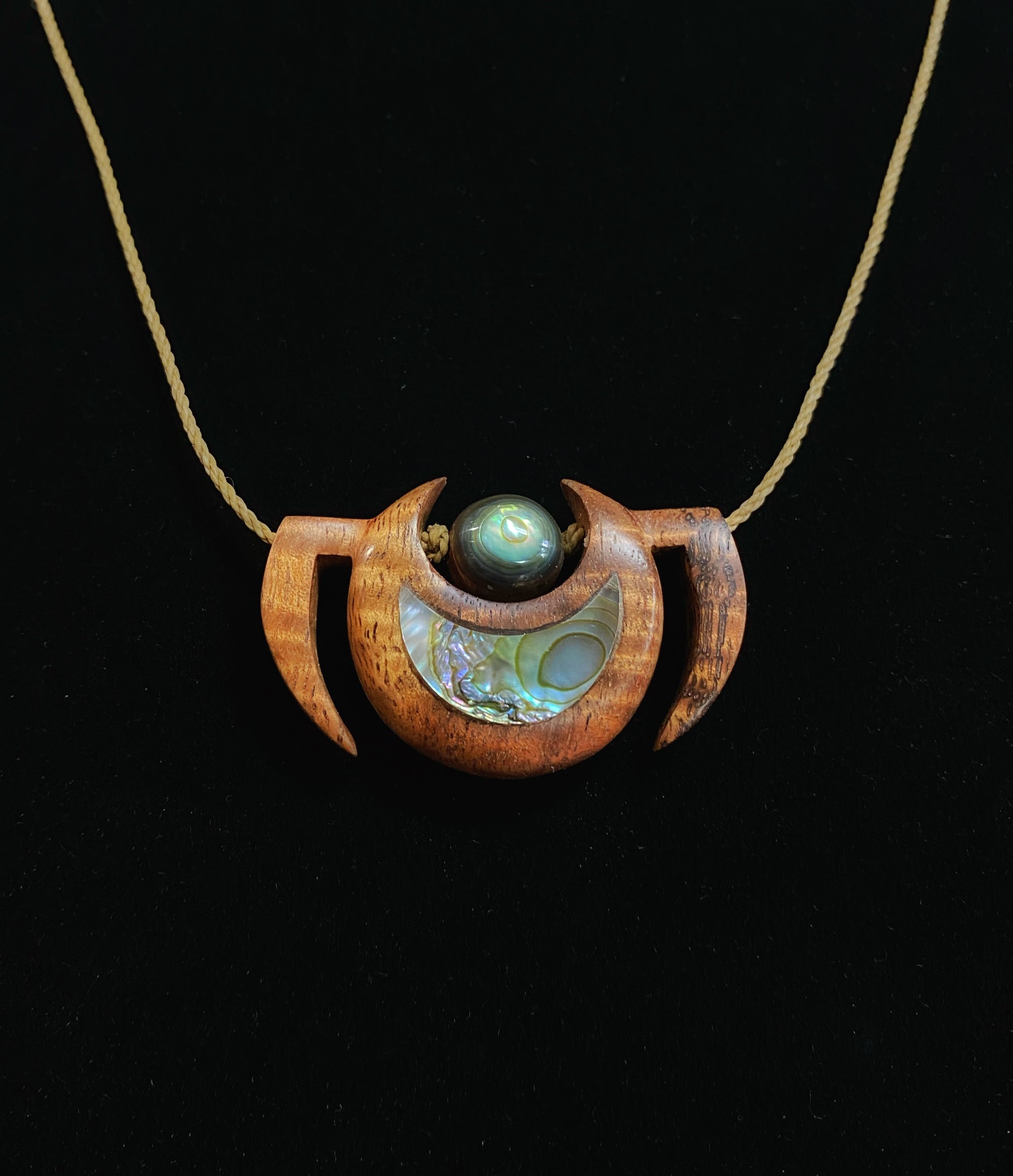 Vince Cabanilla: Lana'i Koa with Green Abalone "Crab" Pendant