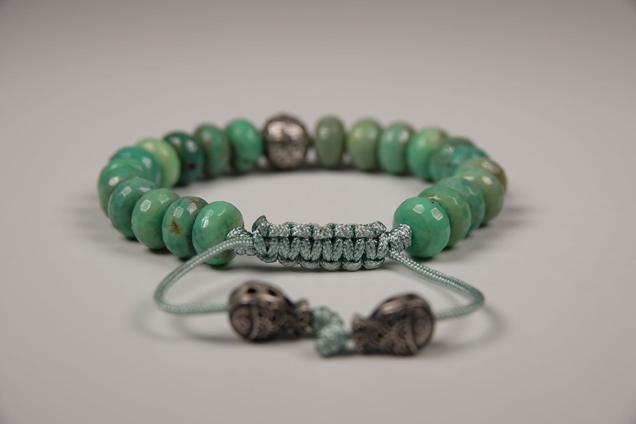 Chelle: Australian Chrysoprase, Mermaid Scales & Fish Tassels Bracelet