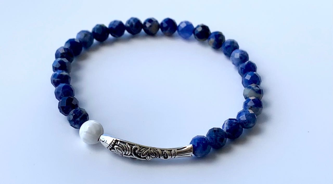 Chelle:  Swimming Koi Collection In Neon Blue Sodalite & Conch Shell